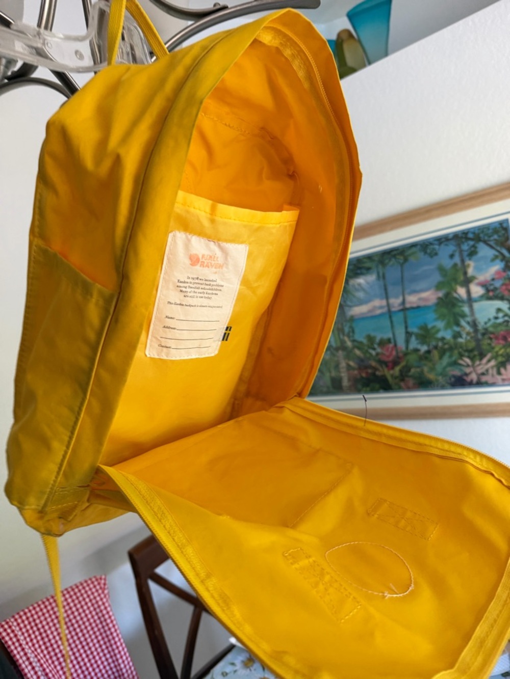 Fjallraven Kanken Backpack in Bright Yellow with Red Logo - Picture 6 of 6